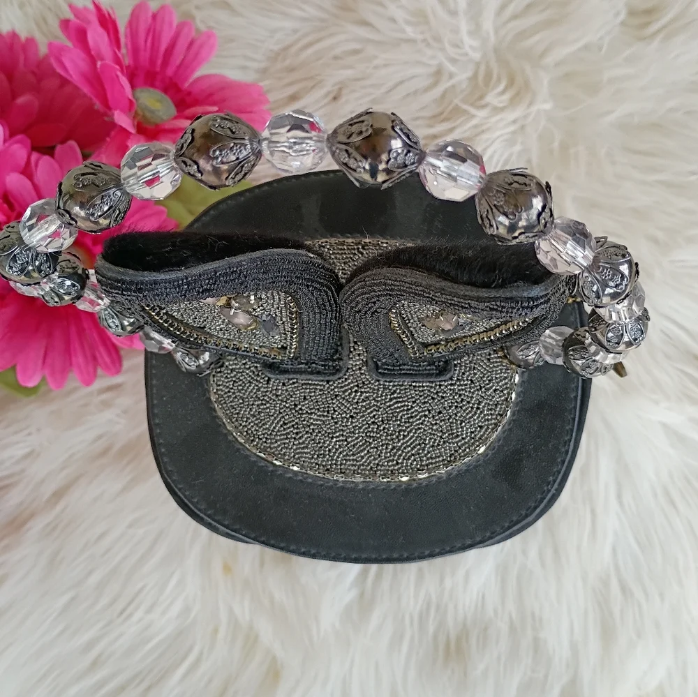 Rare Mary Frances Hocus Pocus Black Beaded Magician's Rabbit In A Hat Bucket Bag - Picture 13 of 16